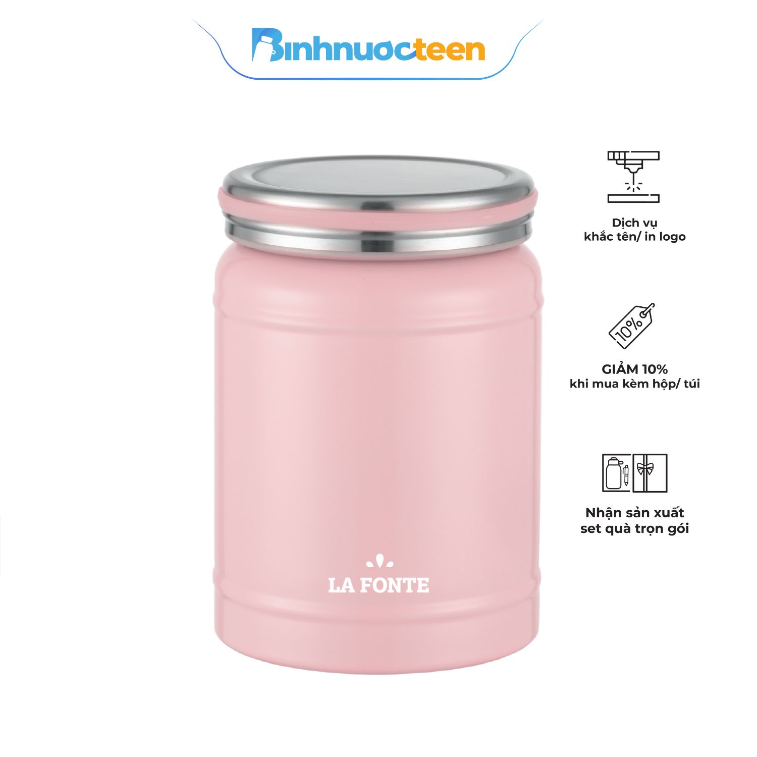 Bình giữ nhiệt đựng thức ăn inox 304 La Fonte HIRU 420 ml 012348-PIN - Binhnuocteen.com