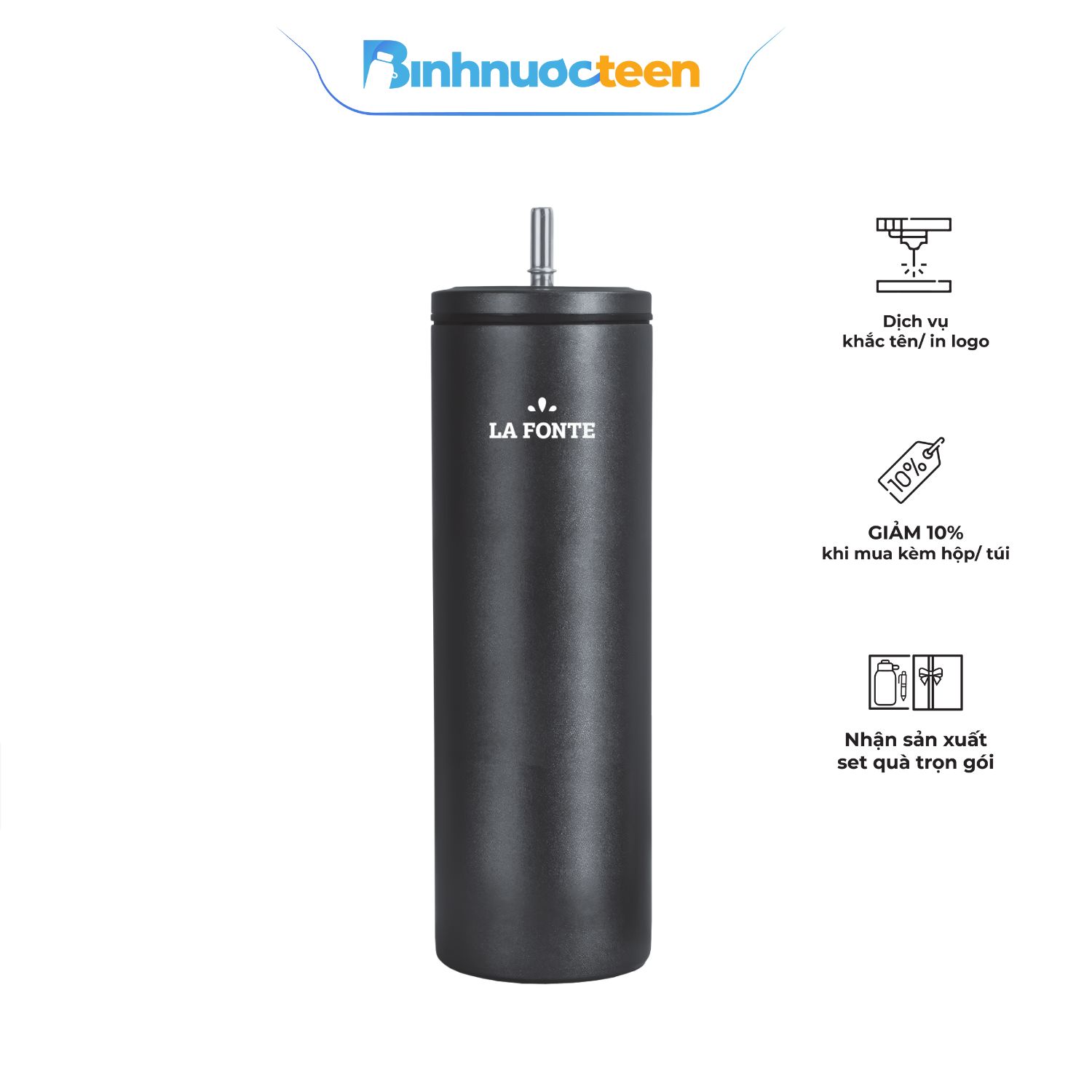 Bình giữ nhiệt La Fonte 600ml 013383-BLA - Binhnuocteen.com