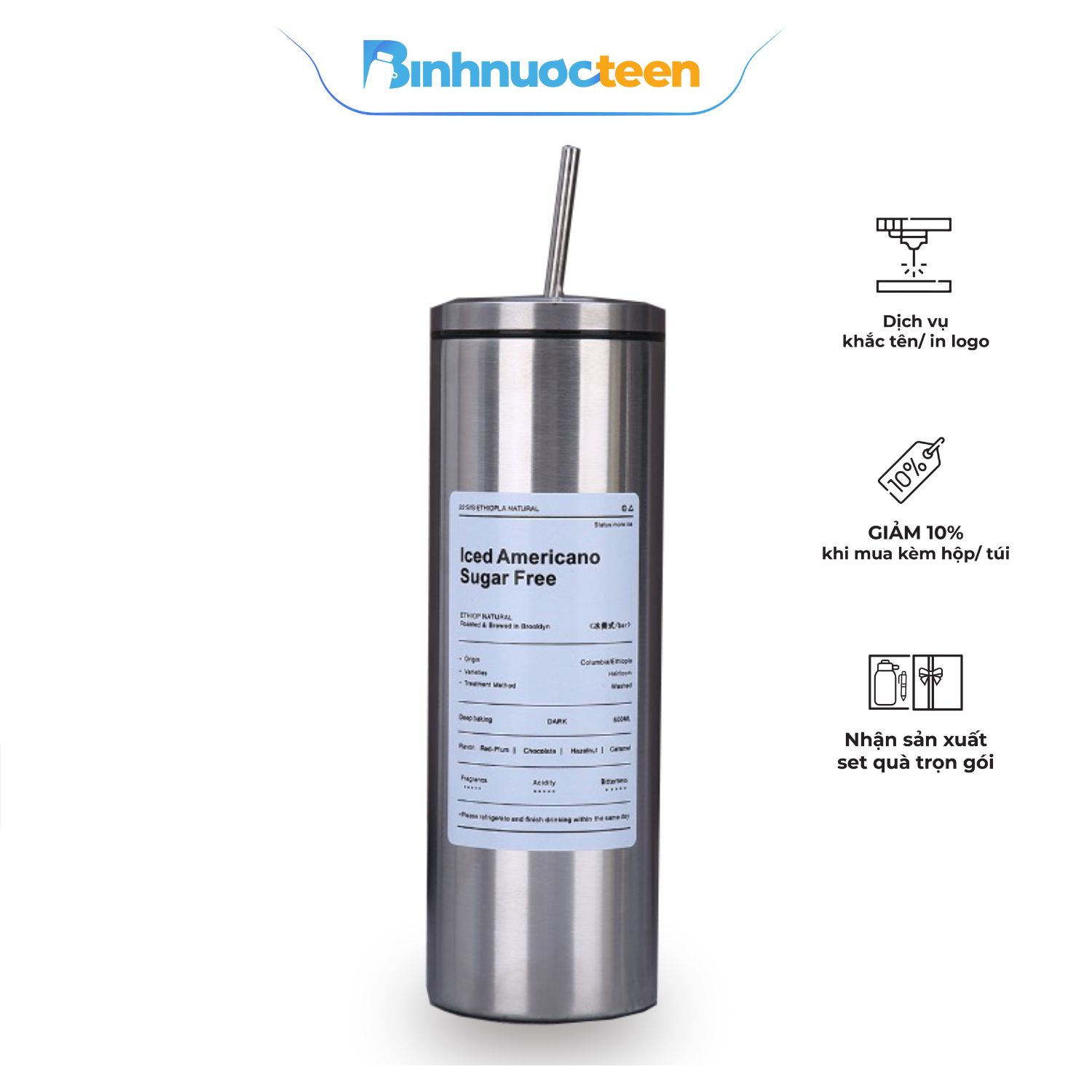 Bình giữ nhiệt La Fonte 600ml 013383-SS - Binhnuocteen.com