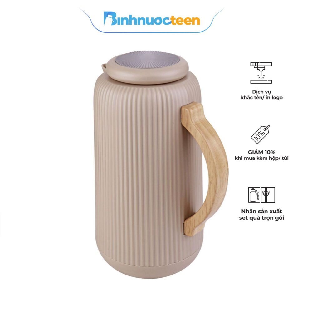 Bình Giữ Nhiệt Chân Không Cán Gỗ La Fonte 1000 ML-014755 - Binhnuocteen.com