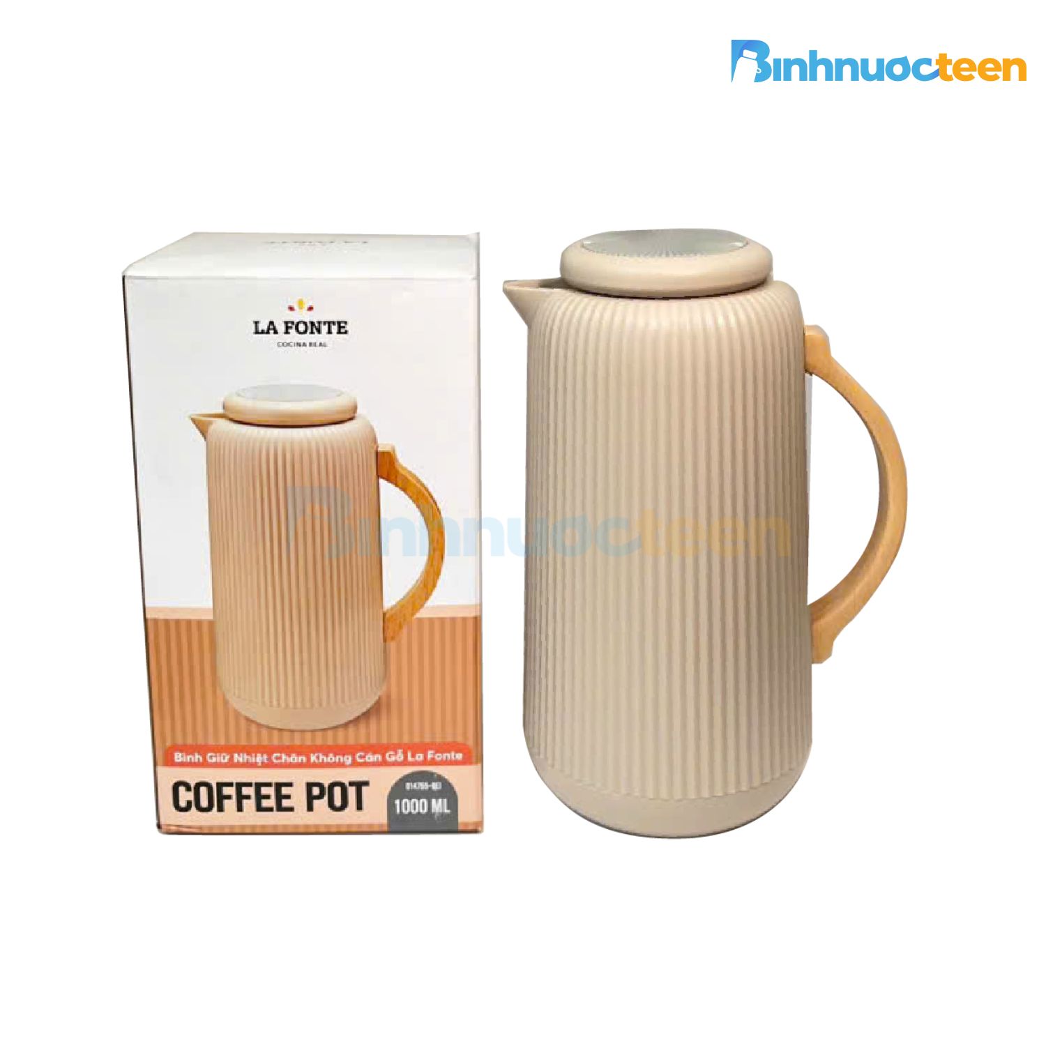 Bình Giữ Nhiệt Chân Không Cán Gỗ La Fonte 1000 ML-014755 - Binhnuocteen.com