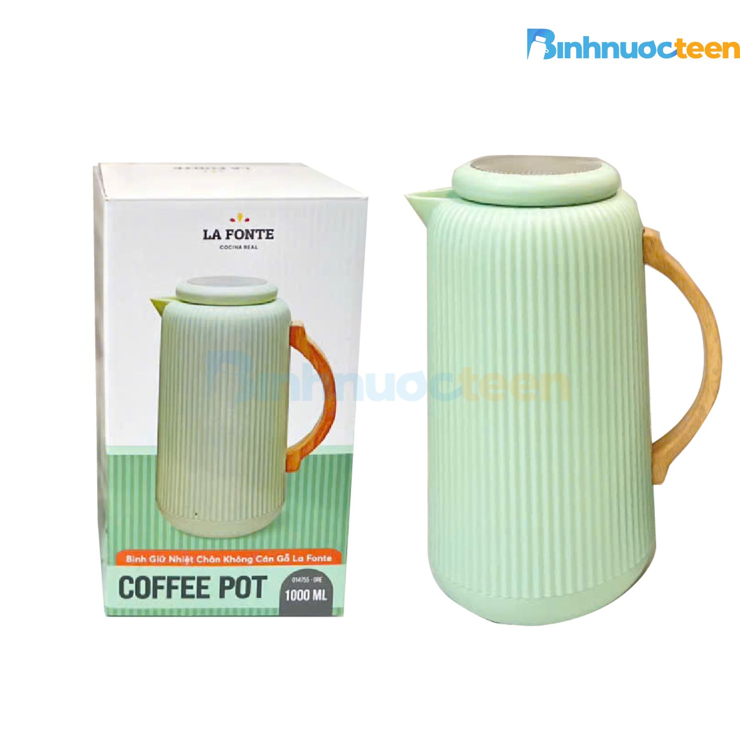 Bình Giữ Nhiệt Chân Không Cán Gỗ La Fonte 1000 ML-014755 - Binhnuocteen.com