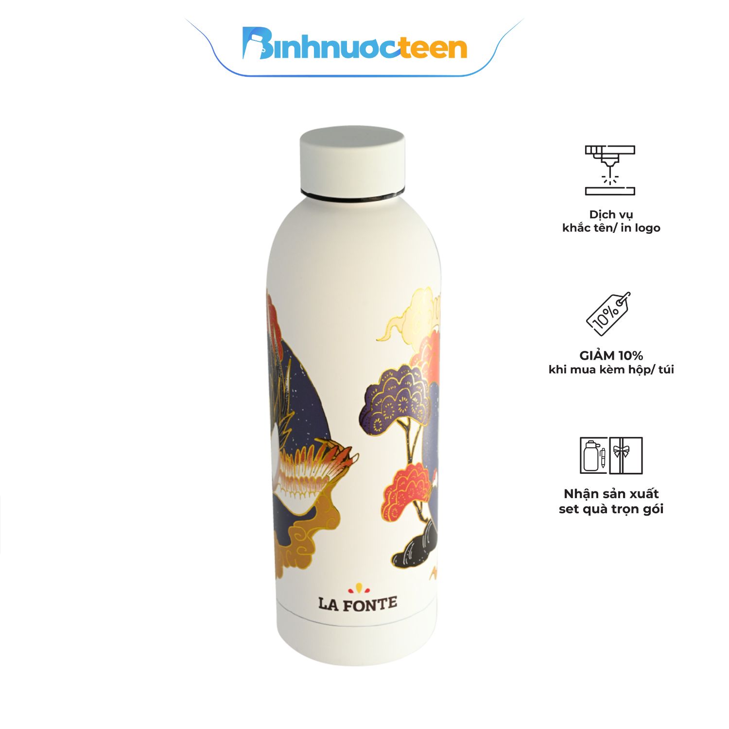 Bình giữ nhiệt La Fonte in hình 3D chim Hạc 500ml 014793 - Binhnuocteen.com