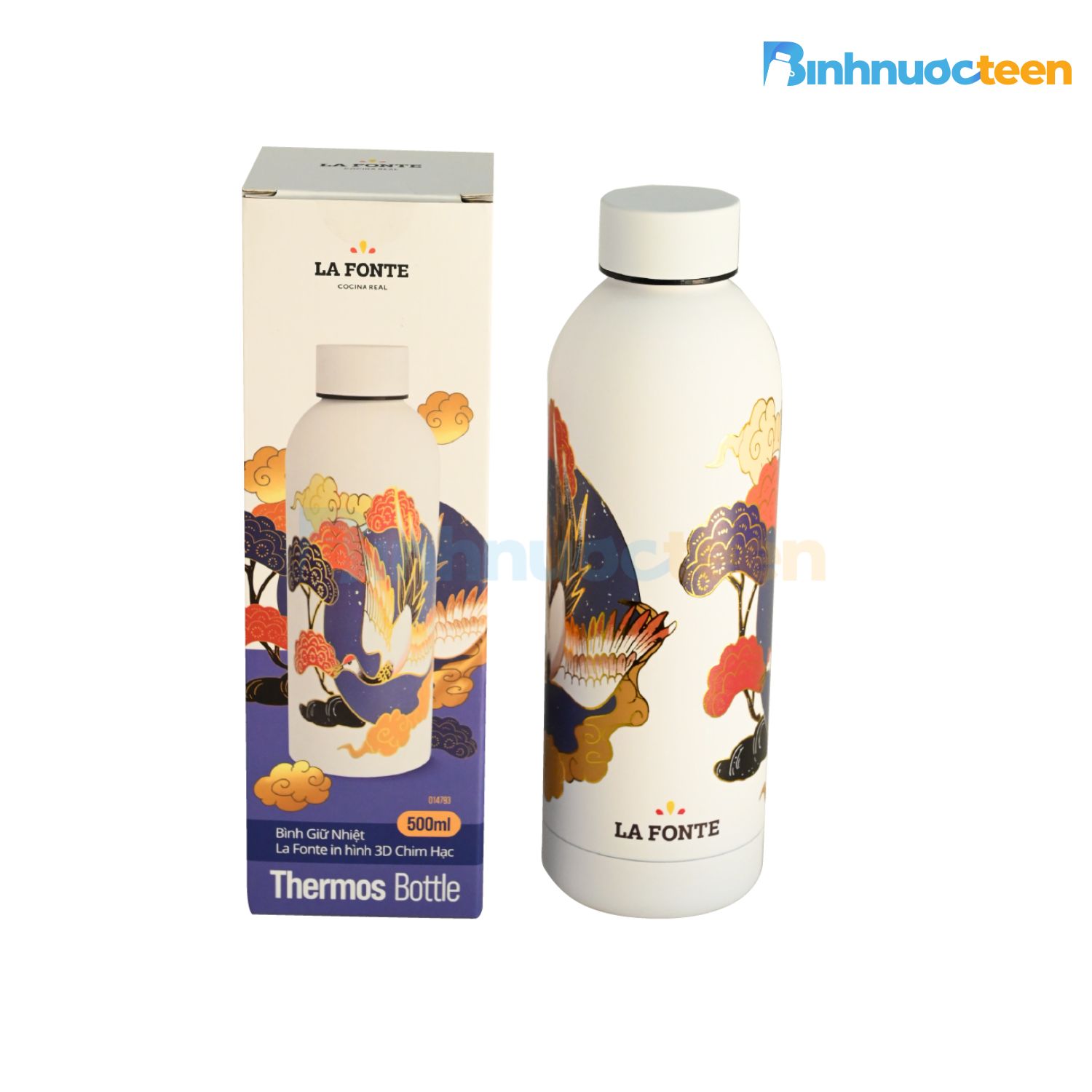 Bình giữ nhiệt La Fonte in hình 3D chim Hạc 500ml 014793 - Binhnuocteen.com