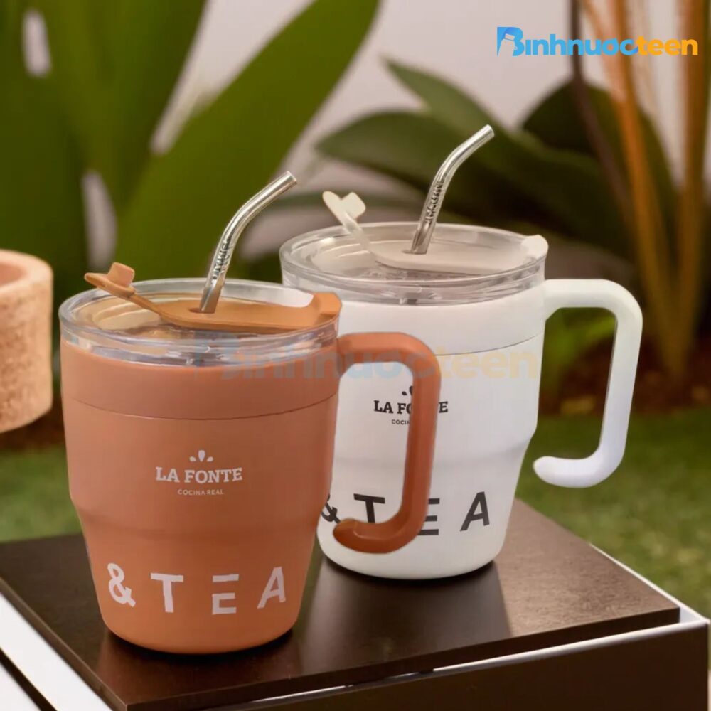 Cốc cà phê giữ nhiệt kèm ống hút inox Lafonte 480ML - Binhnuocteen.com
