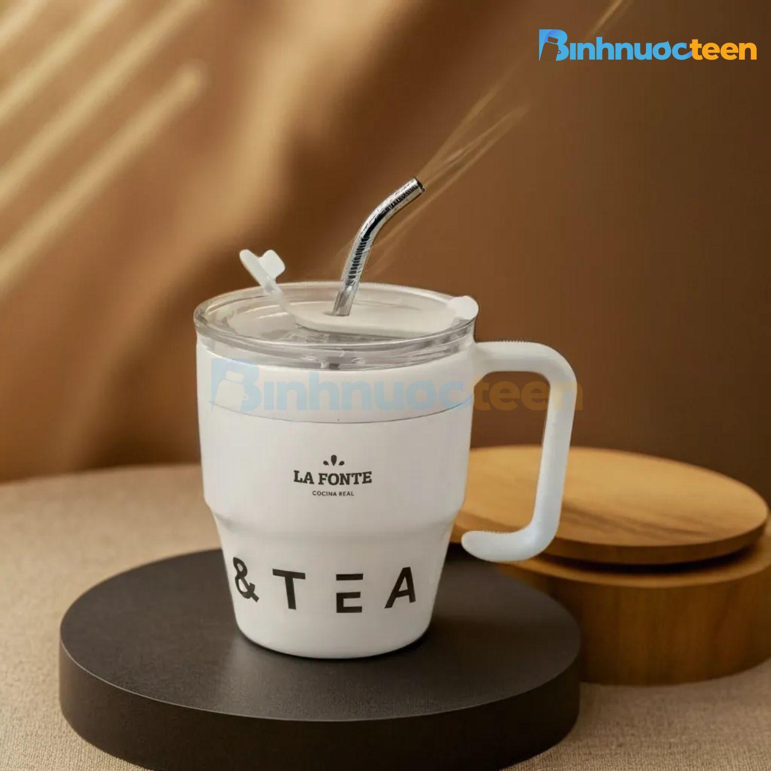 Cốc cà phê giữ nhiệt kèm ống hút inox Lafonte 480ML - Binhnuocteen.com