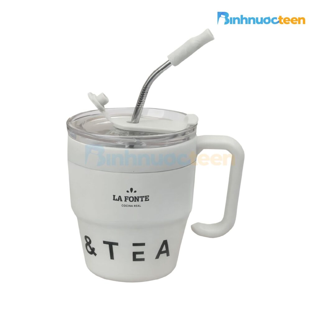 Cốc cà phê giữ nhiệt kèm ống hút inox Lafonte 480ML - Binhnuocteen.com