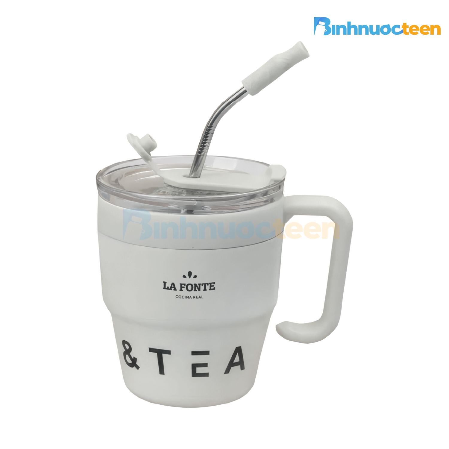 Cốc cà phê giữ nhiệt kèm ống hút inox Lafonte 480ML - Binhnuocteen.com