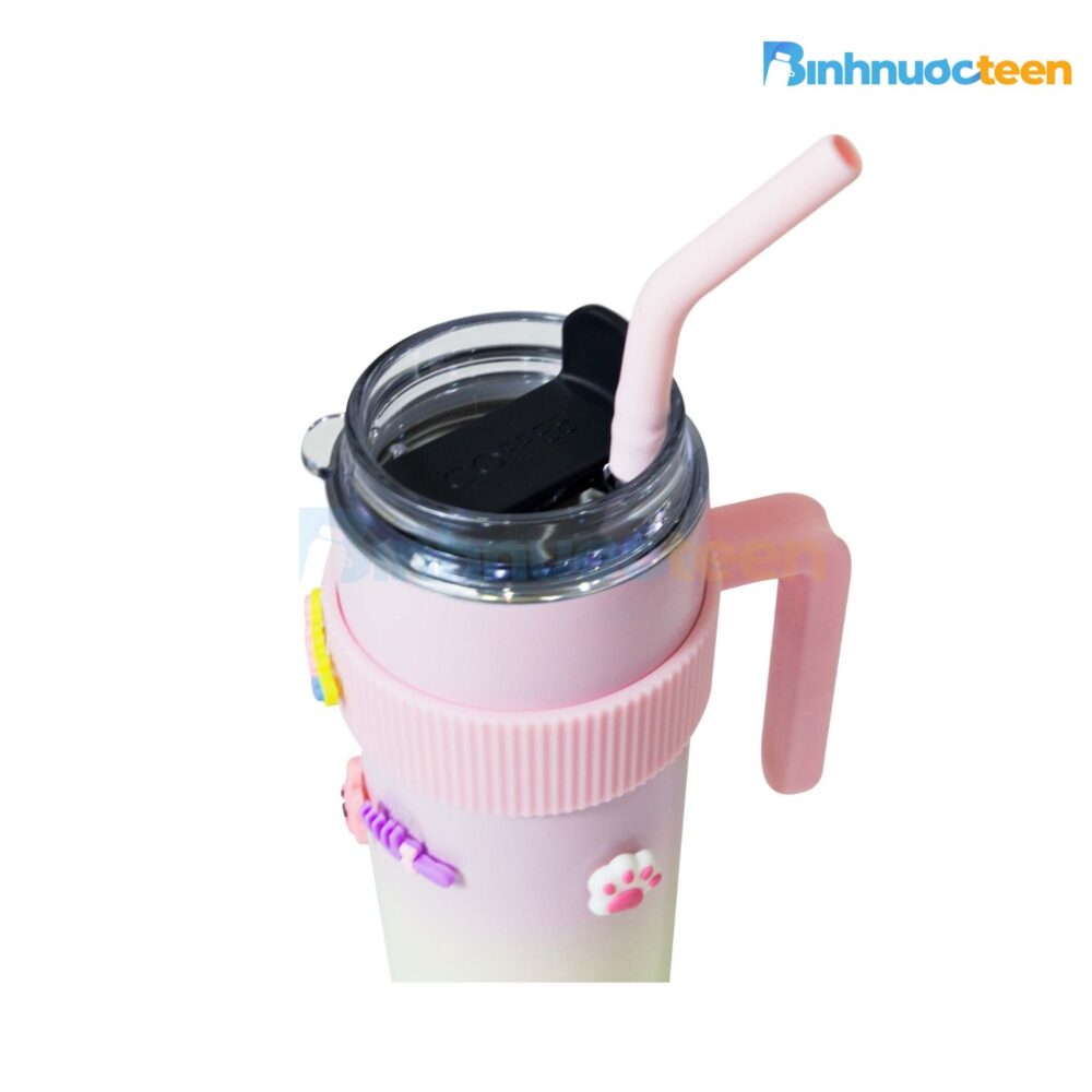Ly giữ nhiệt La Fonte sticker 600ml kèm ống hút 012294 - Binhnuocteen.com