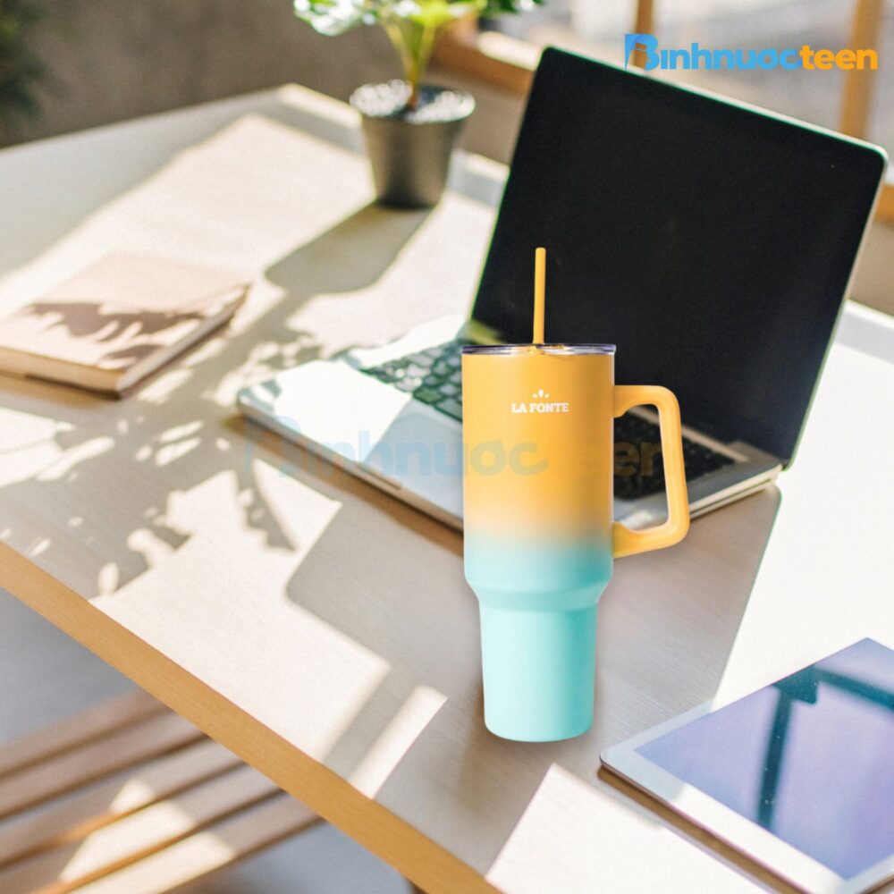 Ly giữ nhiệt có tay cầm và ống hút 1200 ml La Fonte 012317-ORA - Binhnuocteen.com