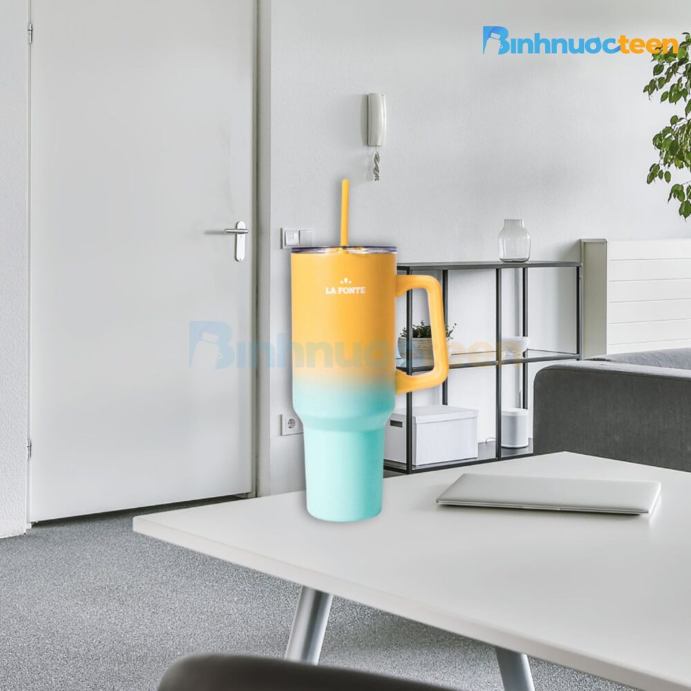 Ly giữ nhiệt có tay cầm và ống hút 1200 ml La Fonte 012317-ORA - Binhnuocteen.com