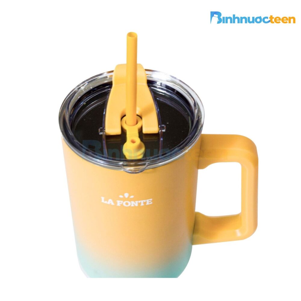 Ly giữ nhiệt có tay cầm và ống hút 1200 ml La Fonte 012317-ORA - Binhnuocteen.com