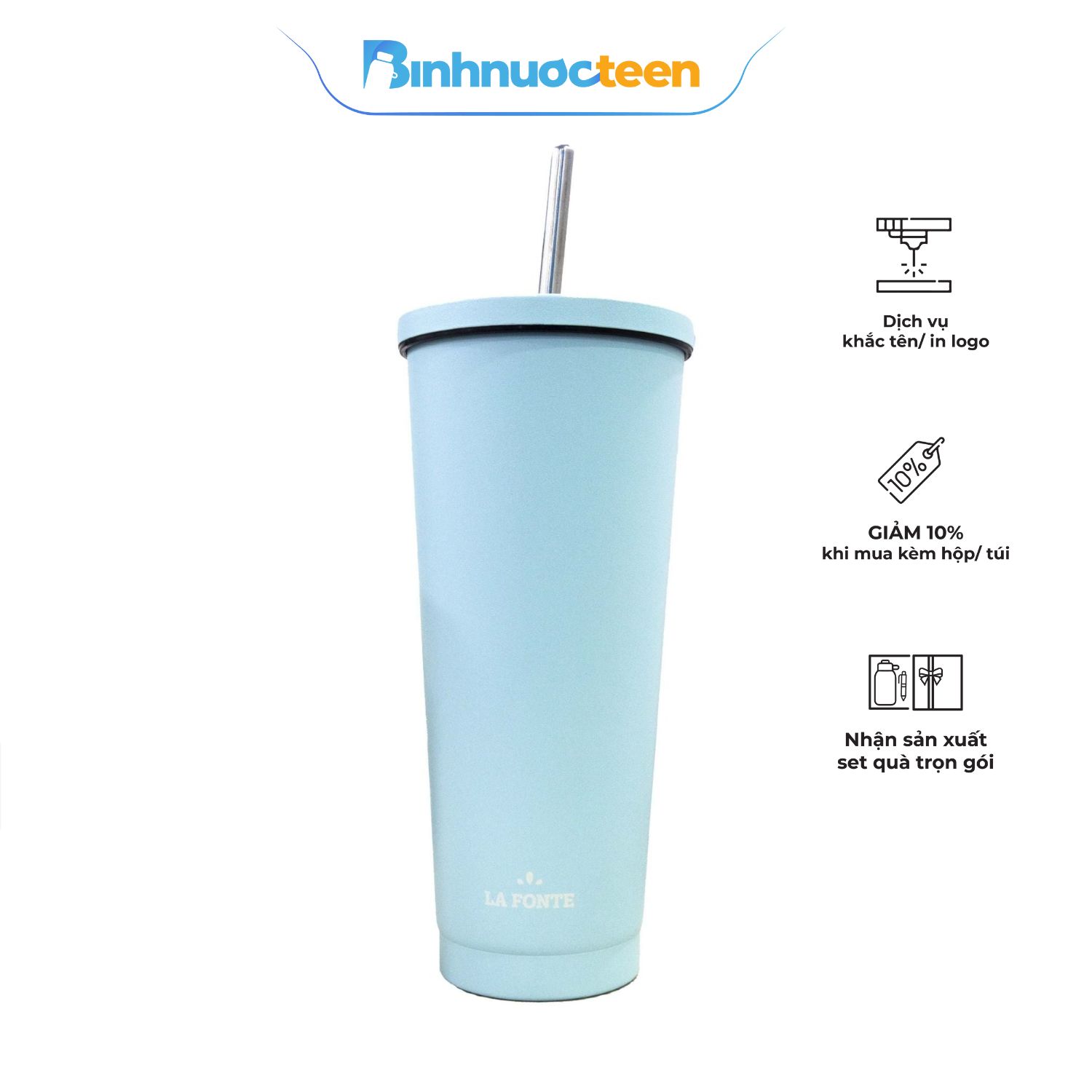 Ly giữ nhiệt kèm ống hút La Fonte 710ml 012508 - Binhnuocteen.com