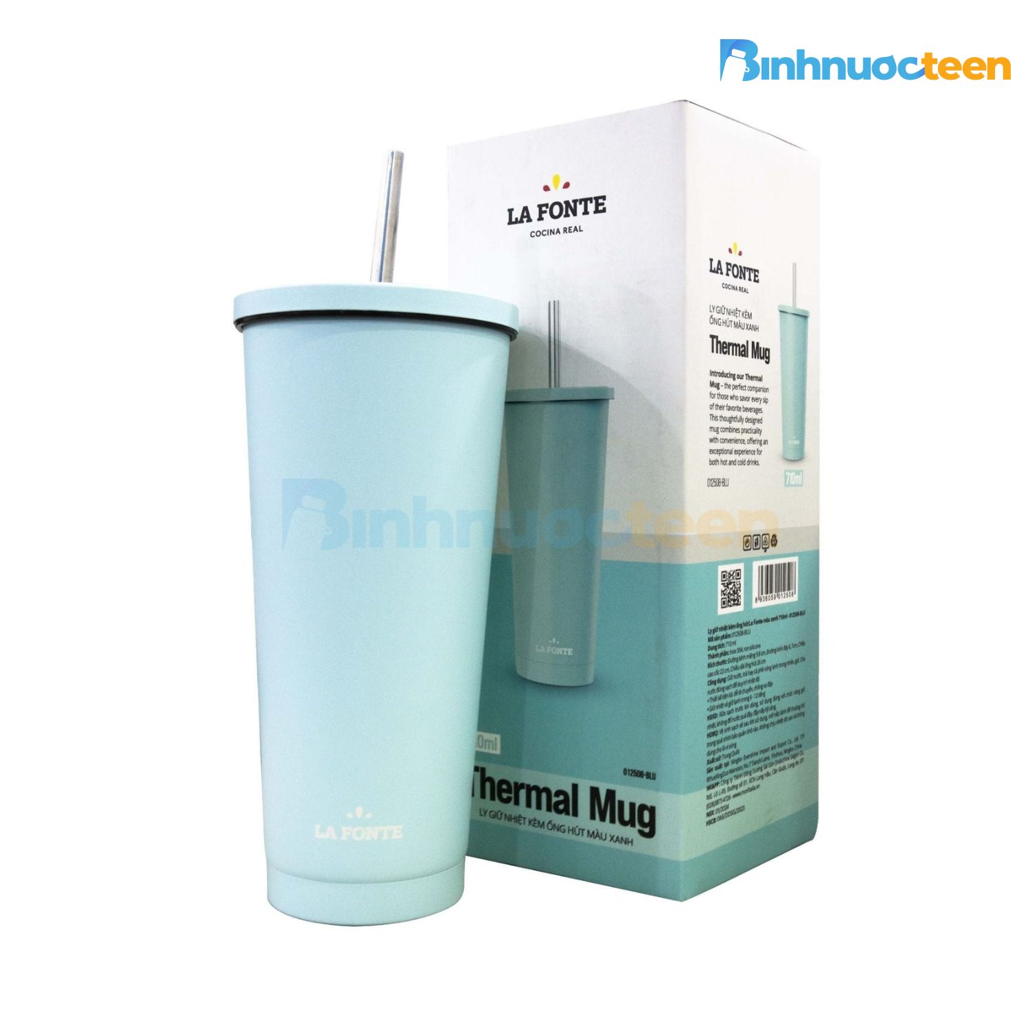 Ly giữ nhiệt kèm ống hút La Fonte 710ml 012508 - Binhnuocteen.com