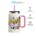 Ly giữ nhiệt La Fonte Flower kèm ống hút 1540ml 014786-PIN