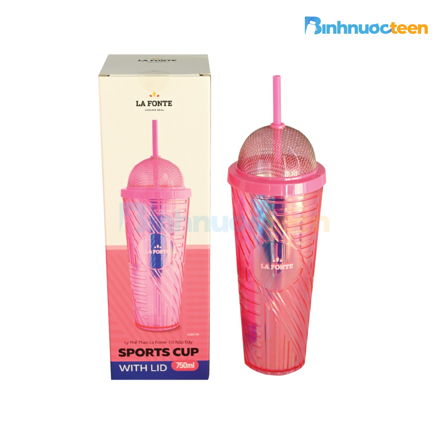 Ly Thể Thao La Fonte Có Nắp Đậy 750 ml-014847 - Binhnuocteen.com