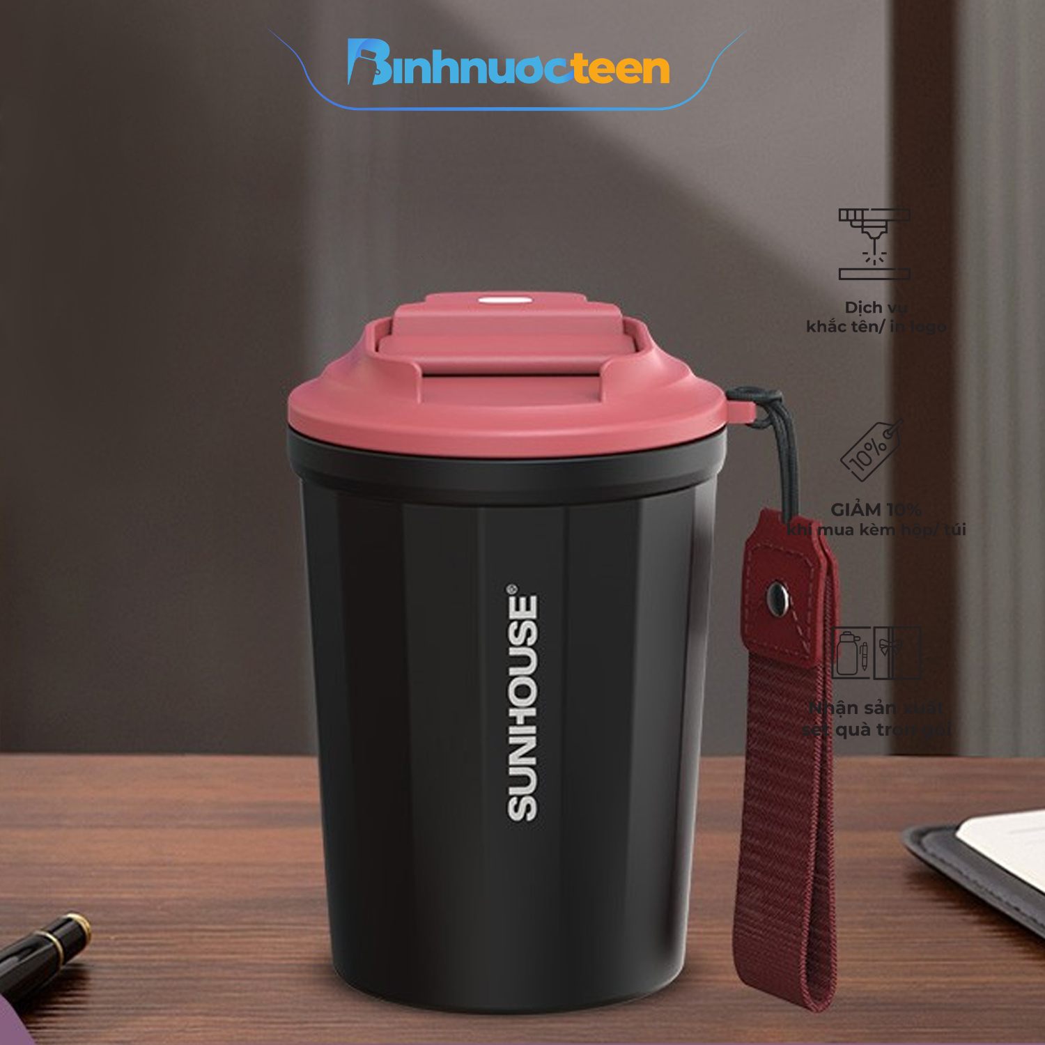 Bình cốc giữ nhiệt Mellow 390ml Sunhouse KS-TU390M - Binhnuocteen.com