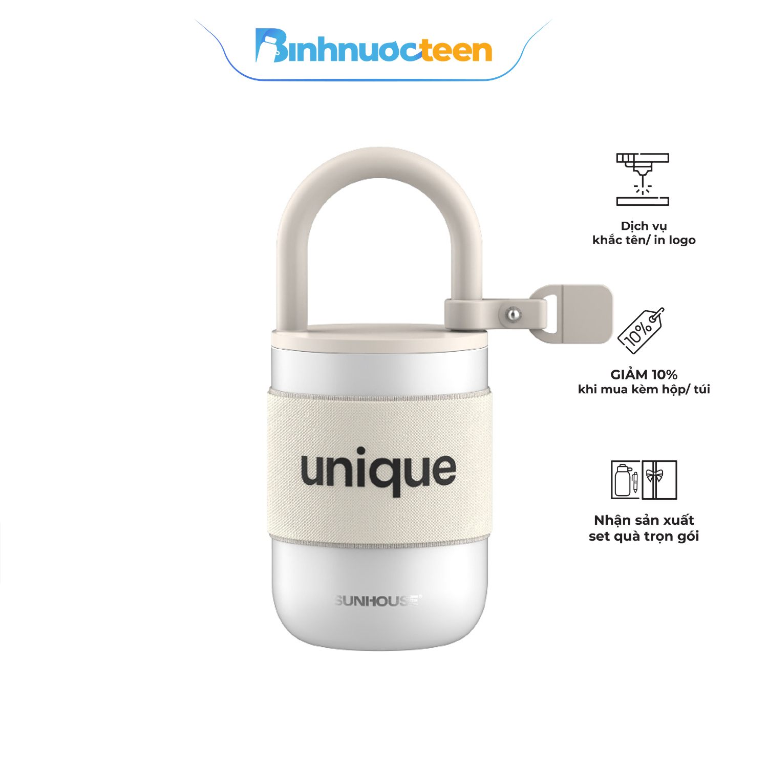 Bình giữ nhiệt Unique 300ml Sunhouse KS-TU300US - Binhnuocteen.com