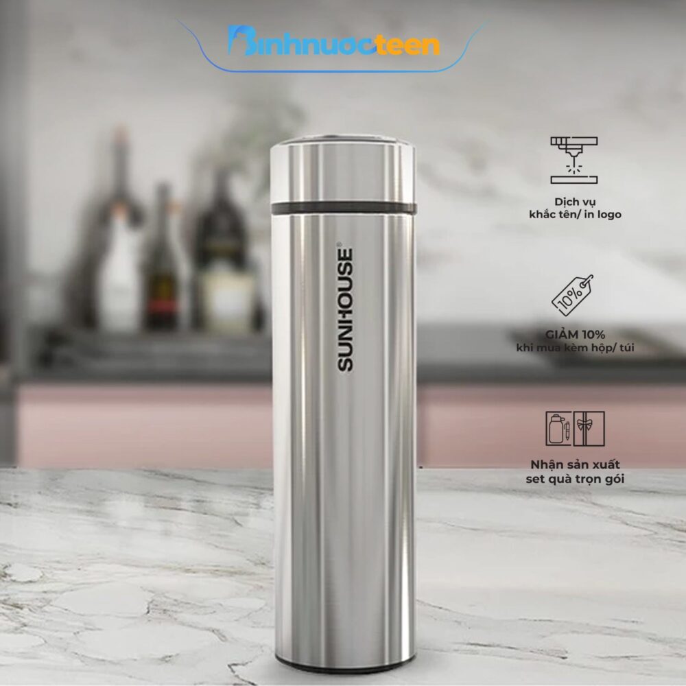 Bình giữ nhiệt Inox 304 Sunhouse 450ml KS-TU450I - Binhnuocteen.com