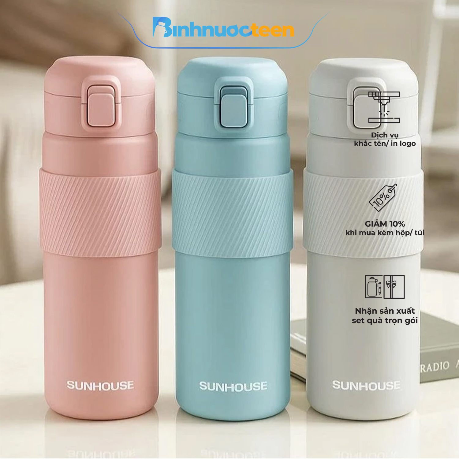 Bình giữ nhiệt GripPal 580ml Sunhouse KS-TU580G - Binhnuocteen.com