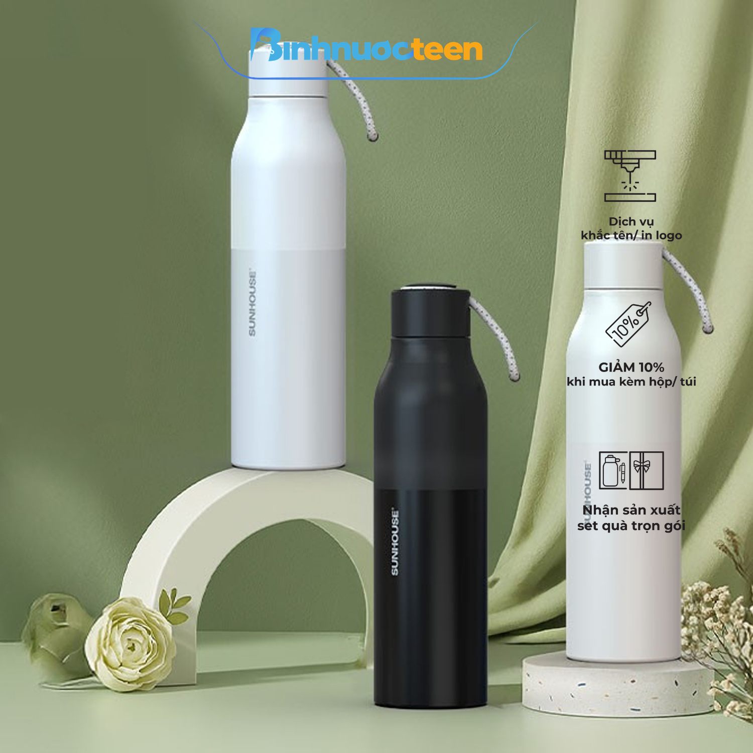 Bình giữ nhiệt Refined 600ml Sunhouse KS-TU600R - Binhnuocteen.com