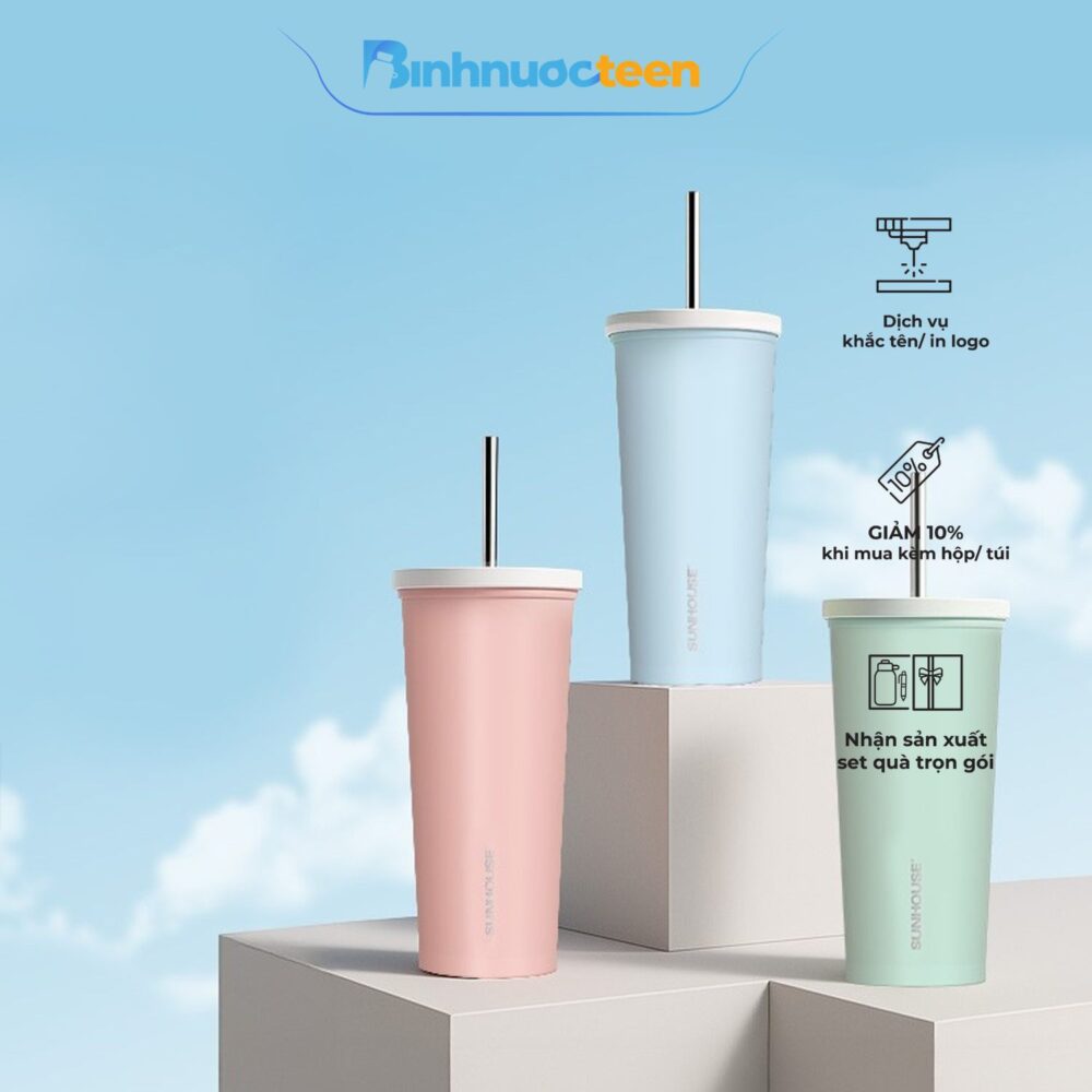 Bình ly giữ nhiệt Lightly 650ml Sunhouse KS-TU650L - Binhnuocteen.com
